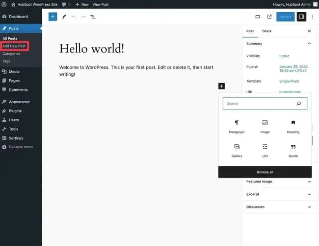 how to add a new blog post in wordpress.